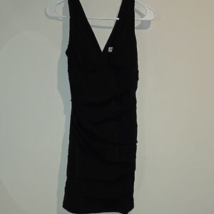 Emerald Sundae Black Backless Ruched Cocktail Dress